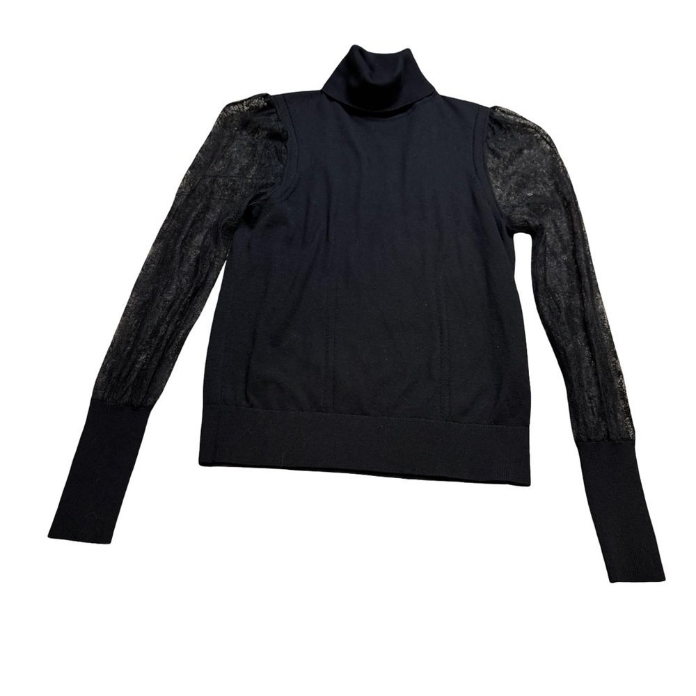 ✨🖤 Equipment Femme Lace Sleeve Mock Neck Sweater Black XS 🖤✨